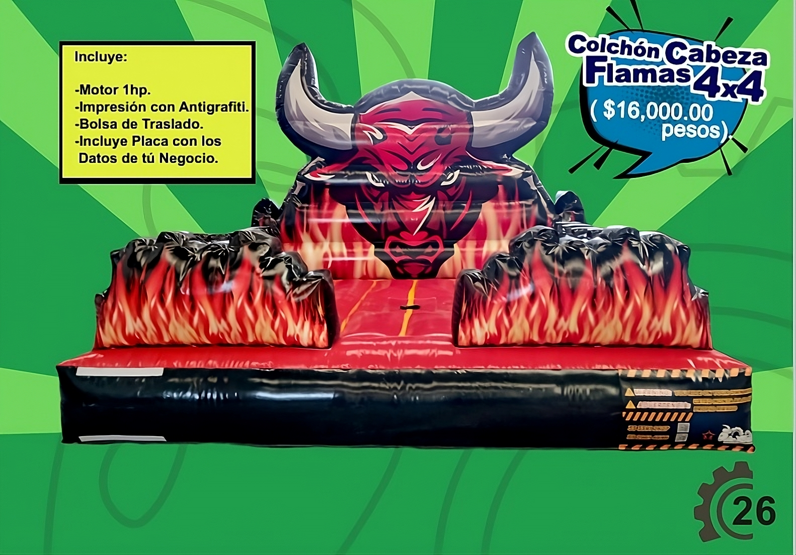 Colchón Cabeza Flamas 4x4 - Colchones P/Toro MexBull