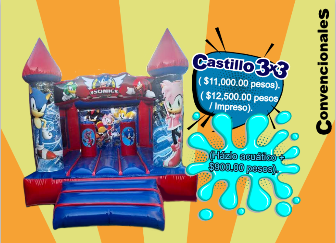 Brincolín Convencional Castillo 3x3 - Brincolin Convencional MexBull