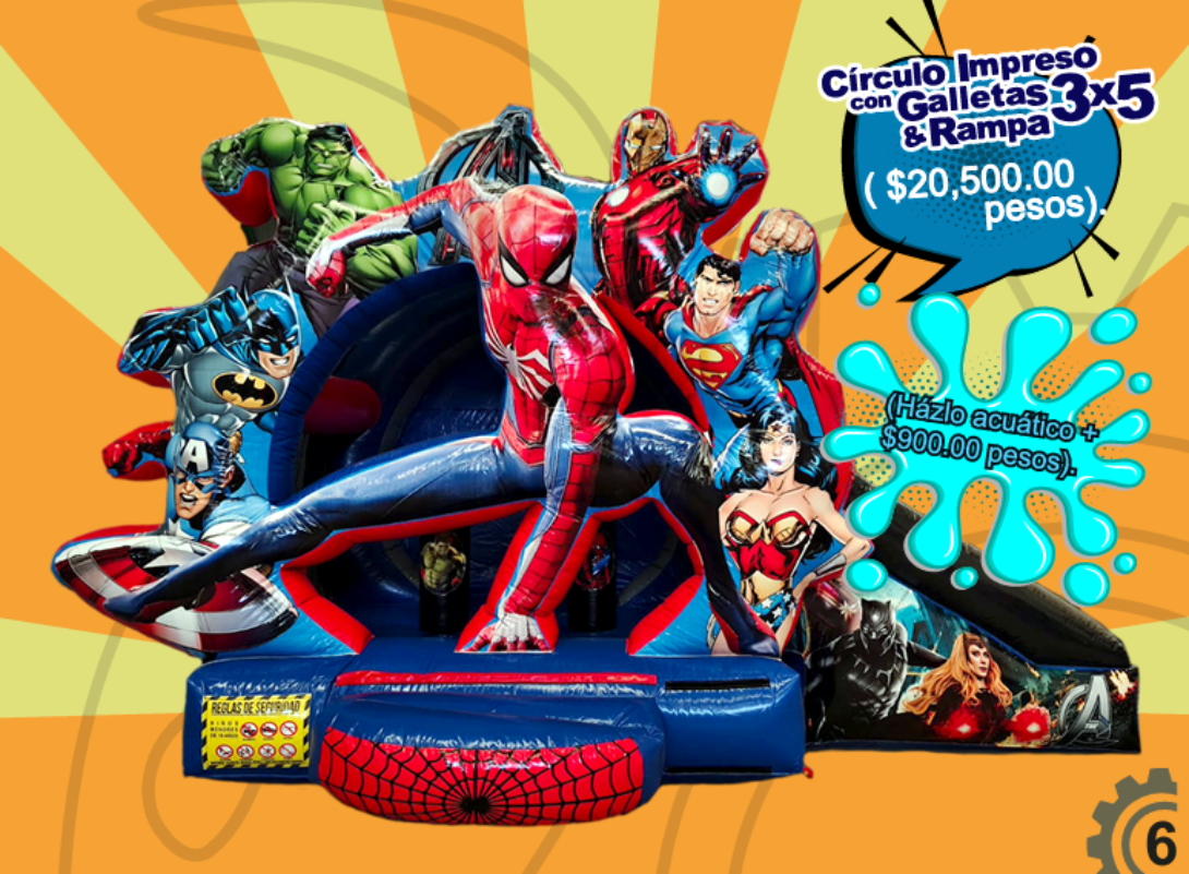 Brincolín Convencional Círculo Impreso con Galleta y Rampa 3x5 - Brincolin Convencional MexBull