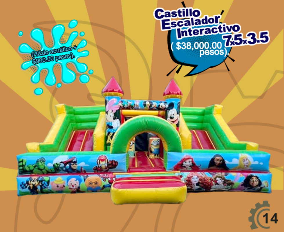 Brincolín Castillo Escalador Interactivo 7.5 x 3.5