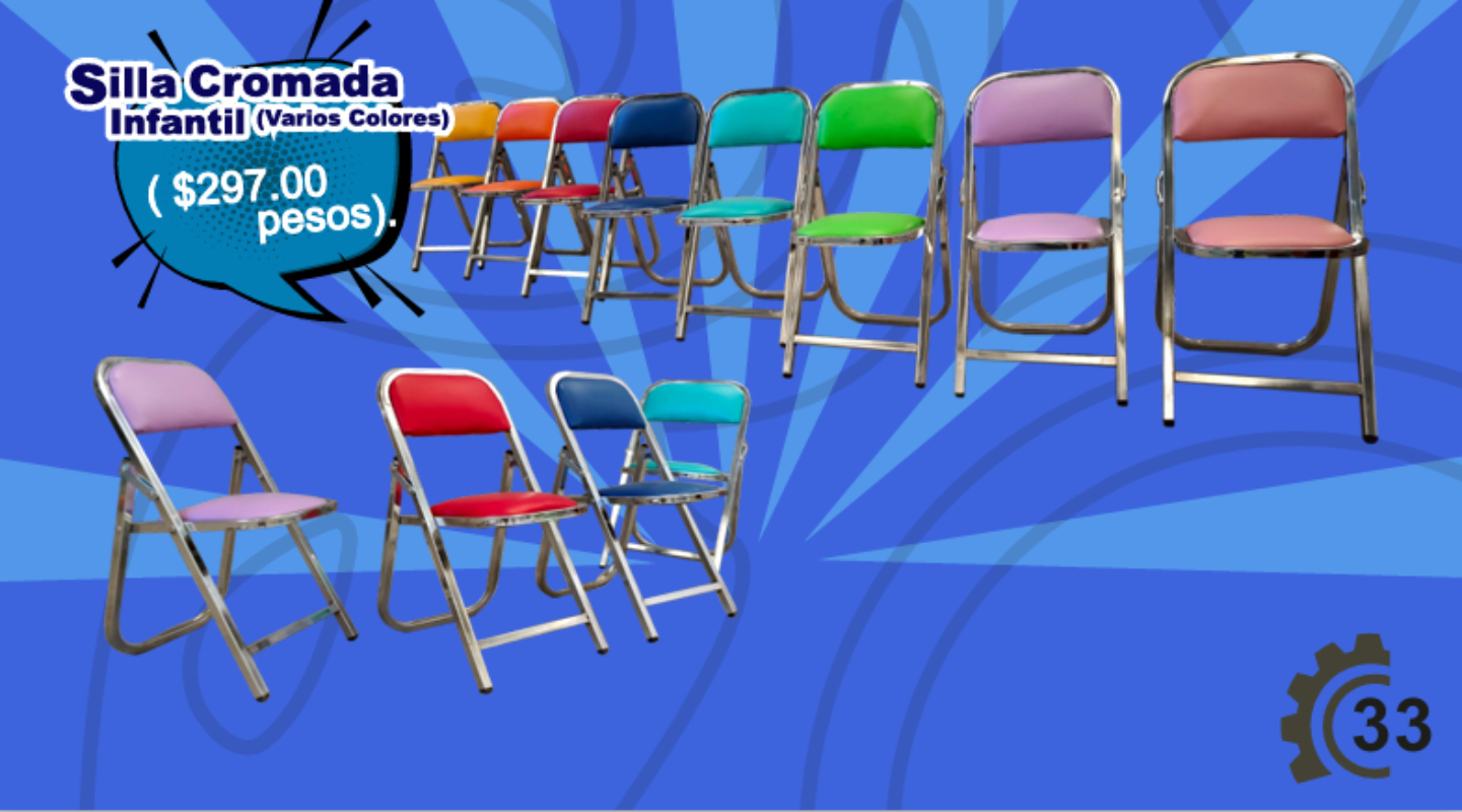 Silla Cromada Infantil (Varios Colores) - Mobiliario MexBull