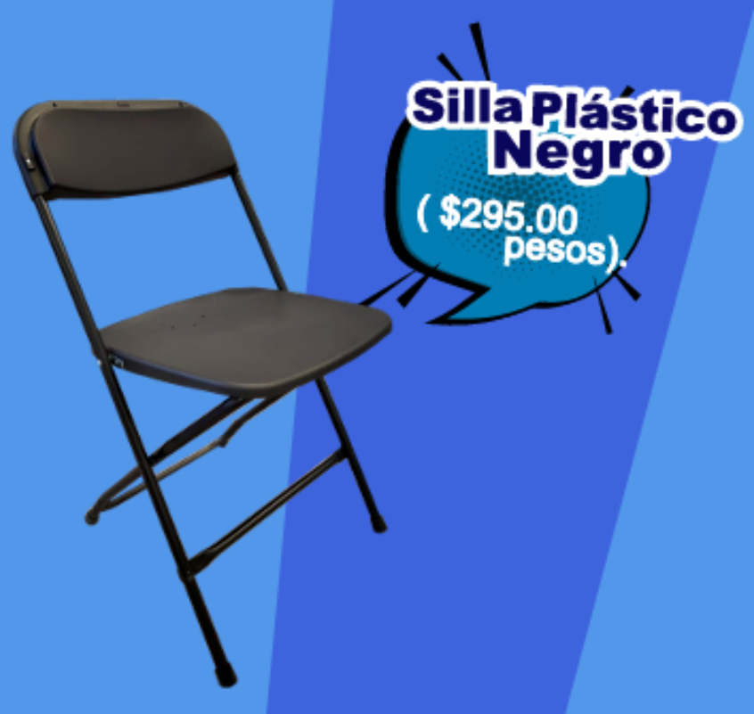 Silla Plástico Negra - Mobiliario MexBull