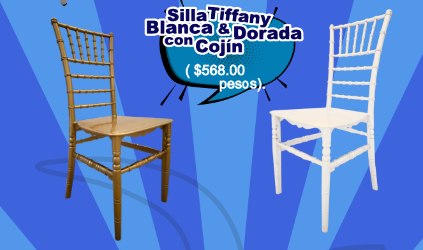 Silla Tiffany Blanca & Dorada con Cojín