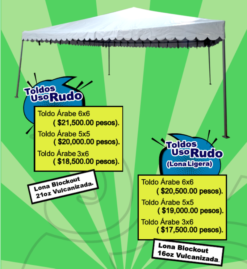 Toldos Uso Rudo - Mobiliario MexBull