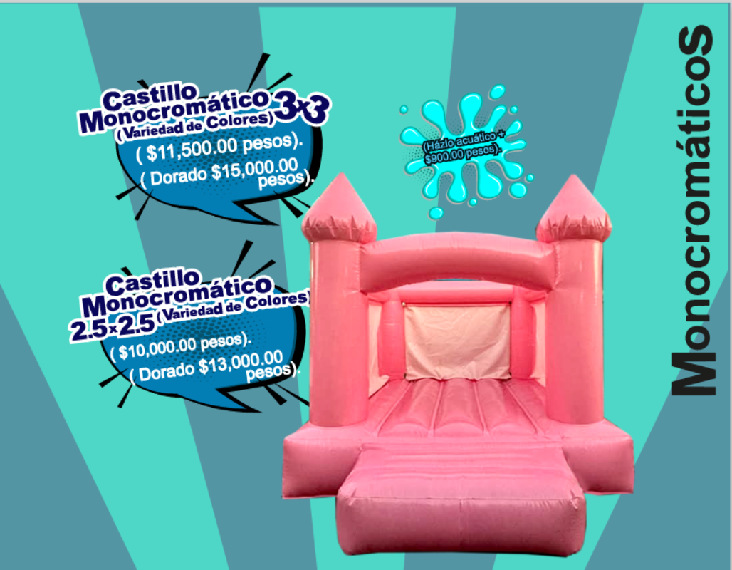 Brincolín Castillo Monocromáticos (Variedad de Colores) - Brincolin Monocromatico MexBull