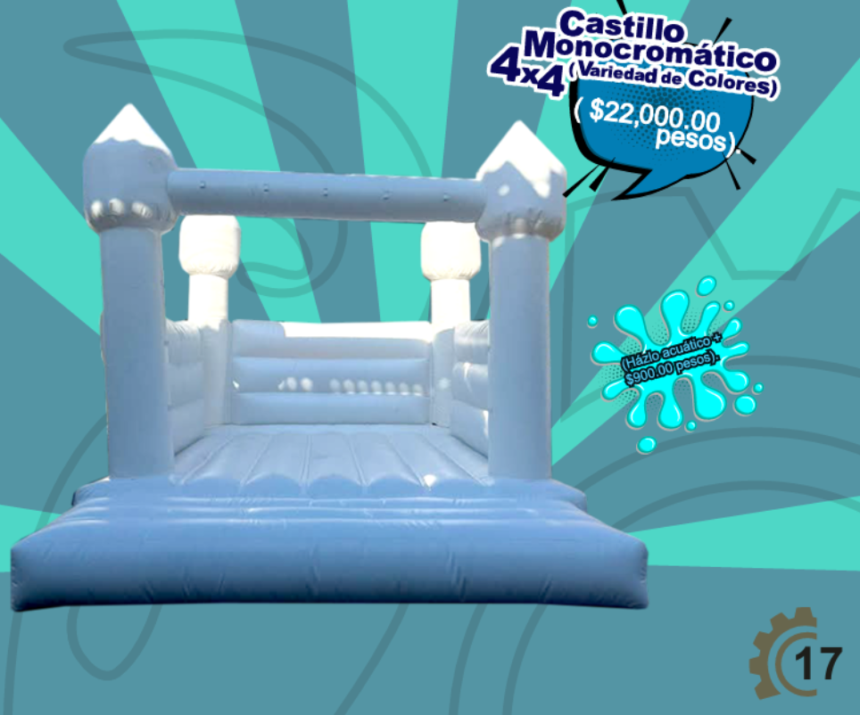 Brincolín Castillo Monocromático 4x4 (Variedad de Colores) - Brincolin Monocromatico MexBull